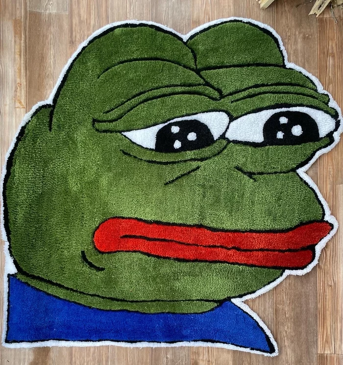 Video with the process of making the carpet Pepe the Frog - My, Textile, Handmade, Hobby, Needlework, Carpet, Customization, Video, Vertical video, Video VK, Needlework with process, Memes, Pepe