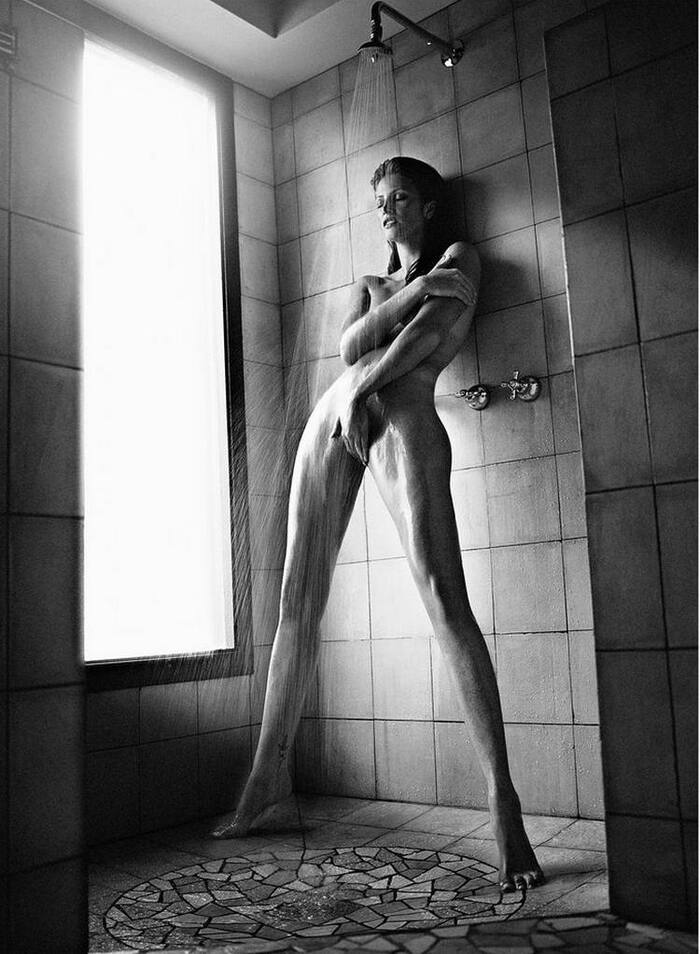 Water procedures - NSFW, Girls, Erotic, Legs, Hips, Shower, Black and white