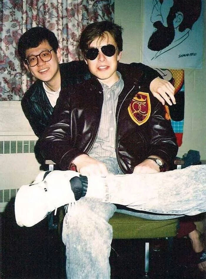 Elon Musk with a friend while studying at the university - Elon Musk, Celebrities, University, The photo