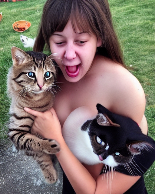 girl playing with pussy - My, Нейронные сети, cat, Smile, Joy, Kittens, Longpost