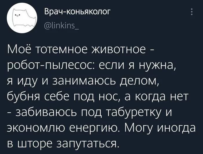 Тотемное животное - Юмор, Скриншот, Twitter, Робот-Пылесос, Мое тотемное животное