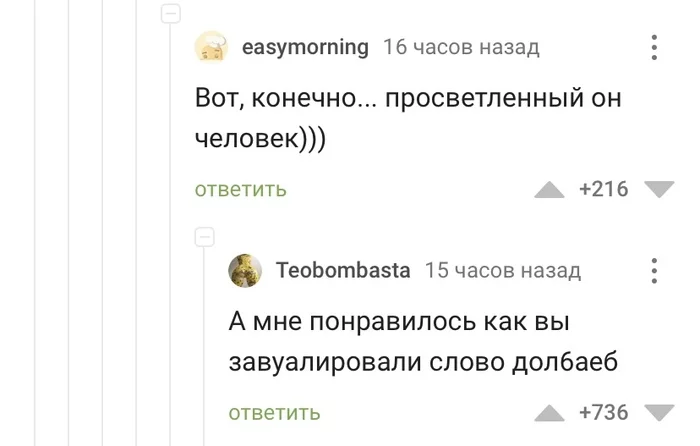 Просветленный человек - Моё, Юмор, Сарказм, Скриншот, Комментарии на Пикабу, Мат