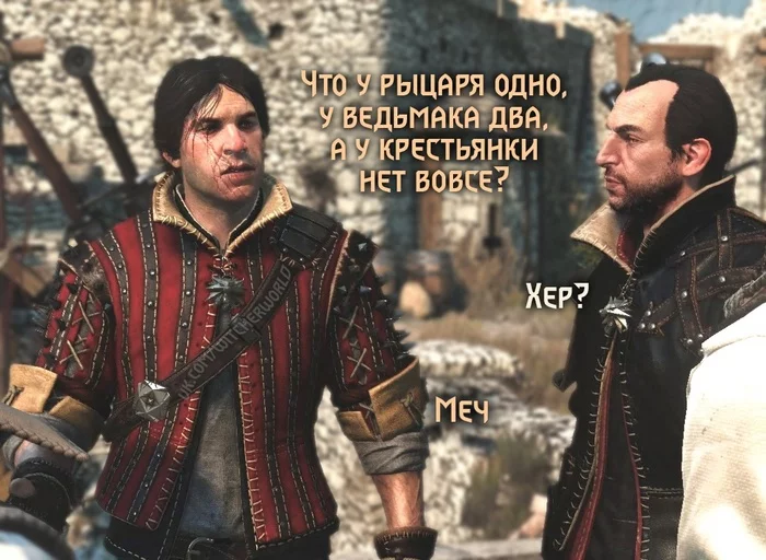 Eskel's riddle - My, Computer games, Memes, Games, Witcher, Eskel, Lambert, Picture with text, CD Projekt