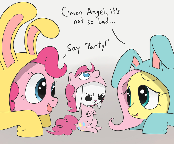  My Little Pony, Fluttershy, Pinkie Pie, Angel Bunny