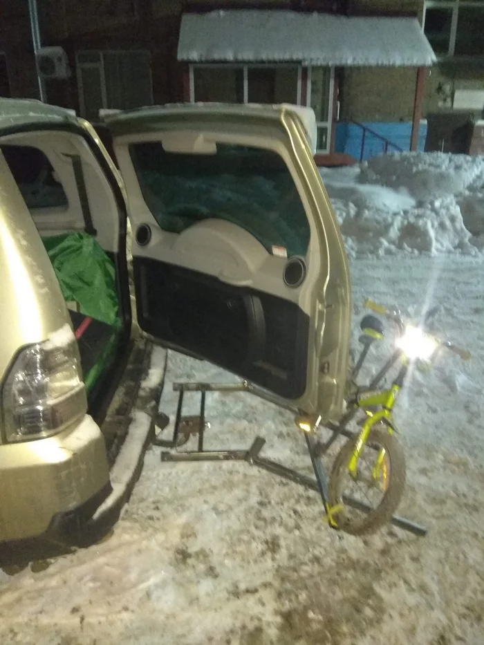 Homemade bike rack (bike platform) on Pajero 4 - My, Mitsubishi Pajero, A bike, Trunk, Longpost