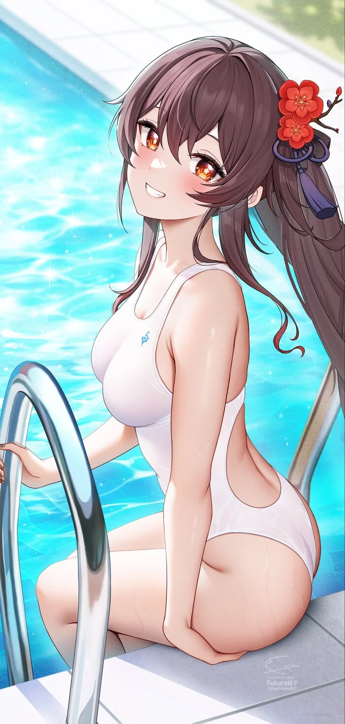 Hu Tao - NSFW, Genshin impact, Hu Tao, Art, Girls, Games, Anime, Swimsuit, Fukuro