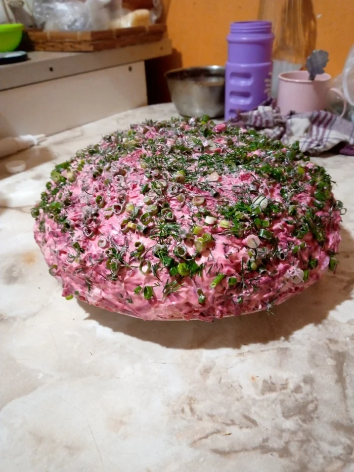 Food is not stamped, it's art!) - My, Food, Make it beautiful, Salad, Herring under a Fur Coat