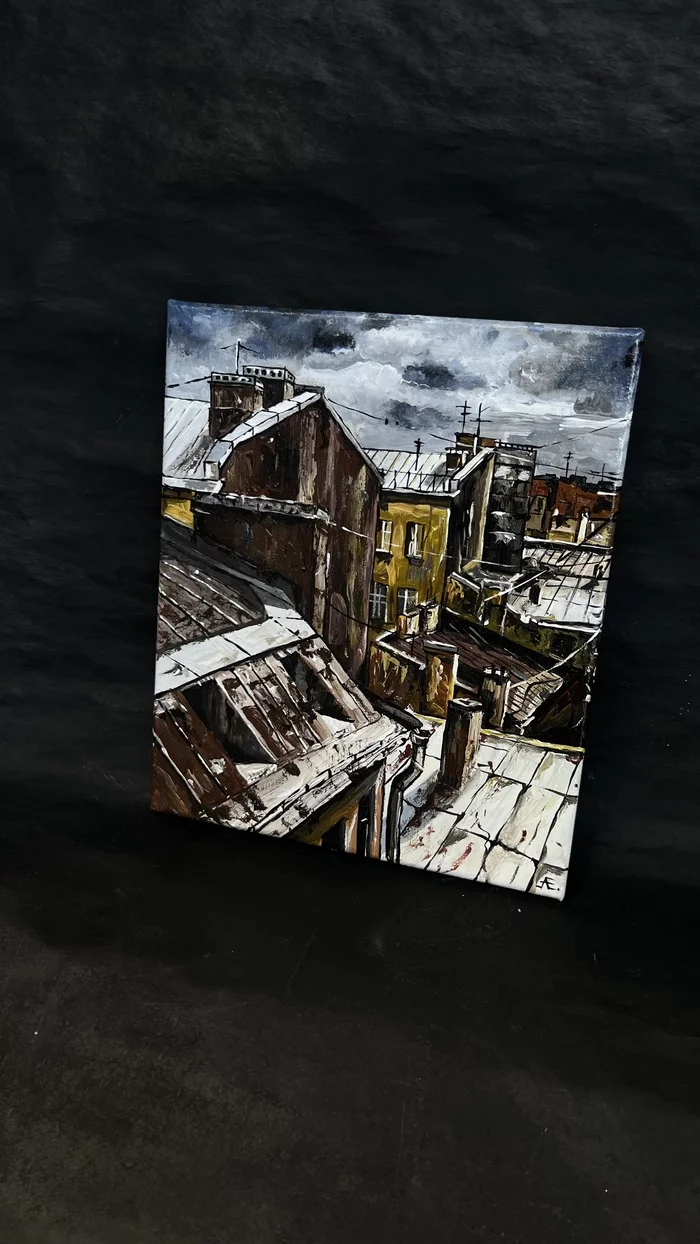 And again Petersburg in my paintings - My, Saint Petersburg, Courtyard, Painting, Three-dimensional picture, Longpost, Need your opinion, Demonstration, Paints, Opinion, City from the roof