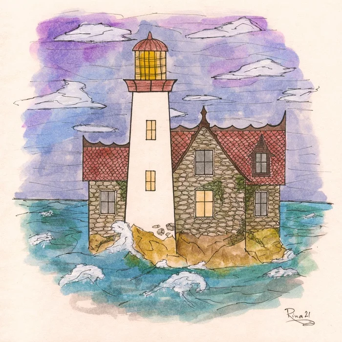Lighthouses, lighthouses and more lighthouses - My, Acrylic, Painting, Creation, Animation, Lighthouse, Process, Video, Longpost