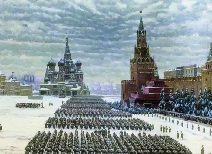 Parade on Red Square November 7, 1941 - Story, date, The Great Patriotic War, Painting, Parade