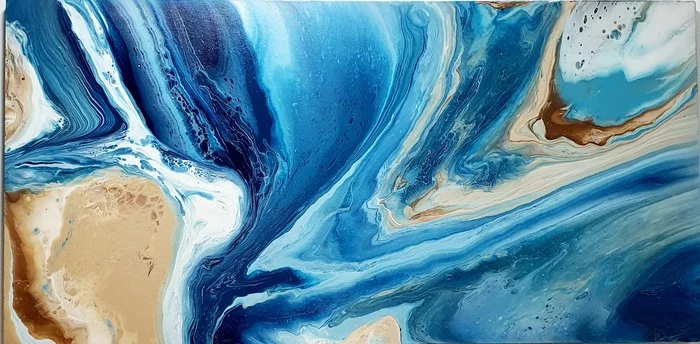 Abstraction Breath of the Sea - My, Painting, Liquid acrylic, Acrylic, Sea, Painting, Artist, Video, Youtube, Longpost