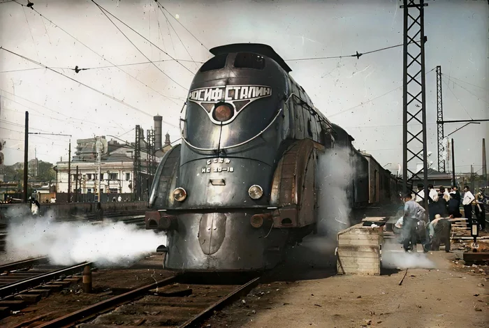 Futuristic train from the USSR - My, the USSR, Colorization, Old photo, Story, 30th, Railway, Longpost, 1930s