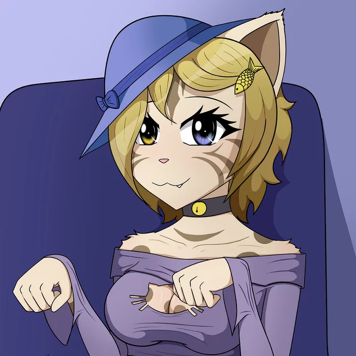 Family friendly cat girl - My, Anime, Furry, Furry art, Neko, Furry cat, Furry feline