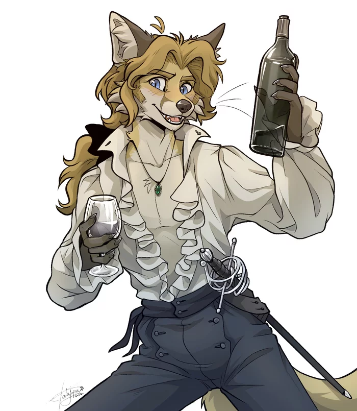 Shall we have a drink? - Furry, Art, Furry art, Furry canine, Furry fox, Tatujapa