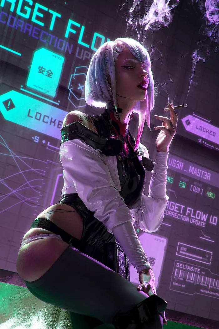 Lucy cosplay by Alin Ma - Cosplay, Girls, Cyberpunk, Cyberpunk: Edgerunners, Lucy (Edgerunners), Anime, The photo, Smoking, Alin Ma (xenoncos)