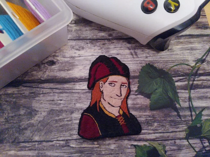 Cicero (my guide to the world of the Elder Scrolls) - My, Needlework without process, Handmade, Gamers, The elder scrolls, Cicero, Satin stitch embroidery, The Dark Brotherhood