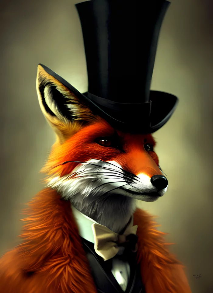 Anthropomorphic foxes #2 - My, Stable diffusion, Нейронные сети, Art, Fantasy, Creation, Digital, Digital drawing, Steampunk, Victorian era, Longpost