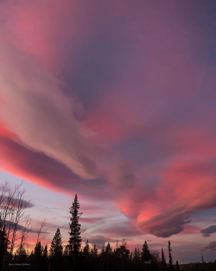Lenticular clouds at sunset in Murmansk - Lenticular clouds, Murmansk, Sunset, The nature of Russia, The photo