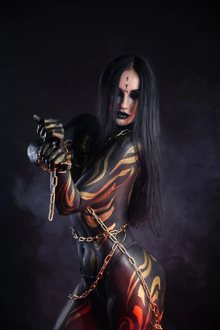 Witch or succubus? - NSFW, My, The photo, Professional shooting, Bodypainting, Longpost