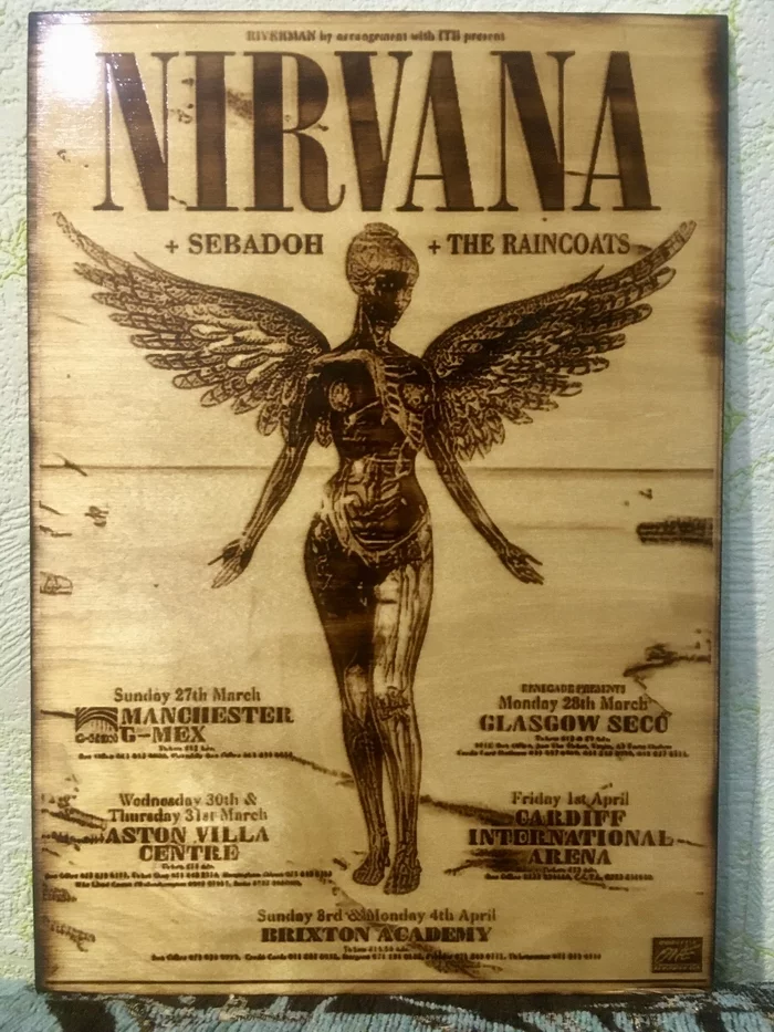 At the request of my daughter - My, Pyrography, Nirvana, Poster, CNC