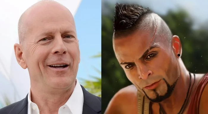 Bruce Willis crossover with Vaas Montenegro (Michael Mando) - My, Images, Humor, Celebrities, Far cry 3, Bruce willis, Midjourney