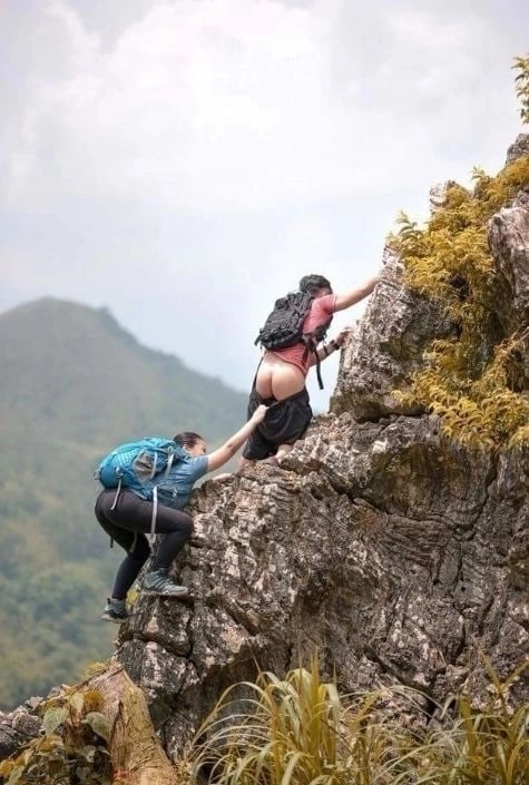 Better mountains can only be mountains that you have not yet been to - Rock climbing, Страховка, Mountain tourism, The photo, NSFW