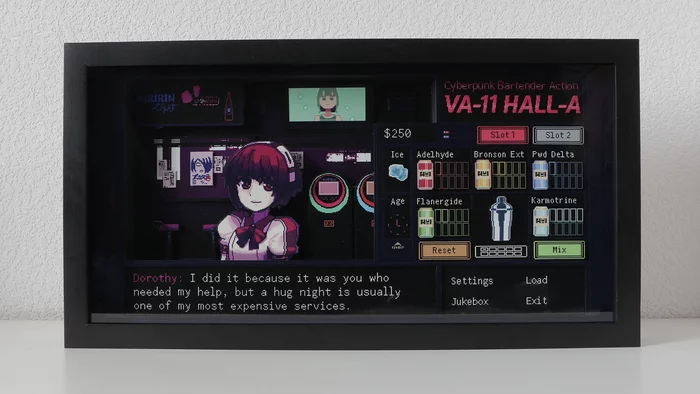 Диорама по игре VA-11 Hall-A - Моё, Своими руками, Диорама, Игры, Va-11 Hall-A, Длиннопост