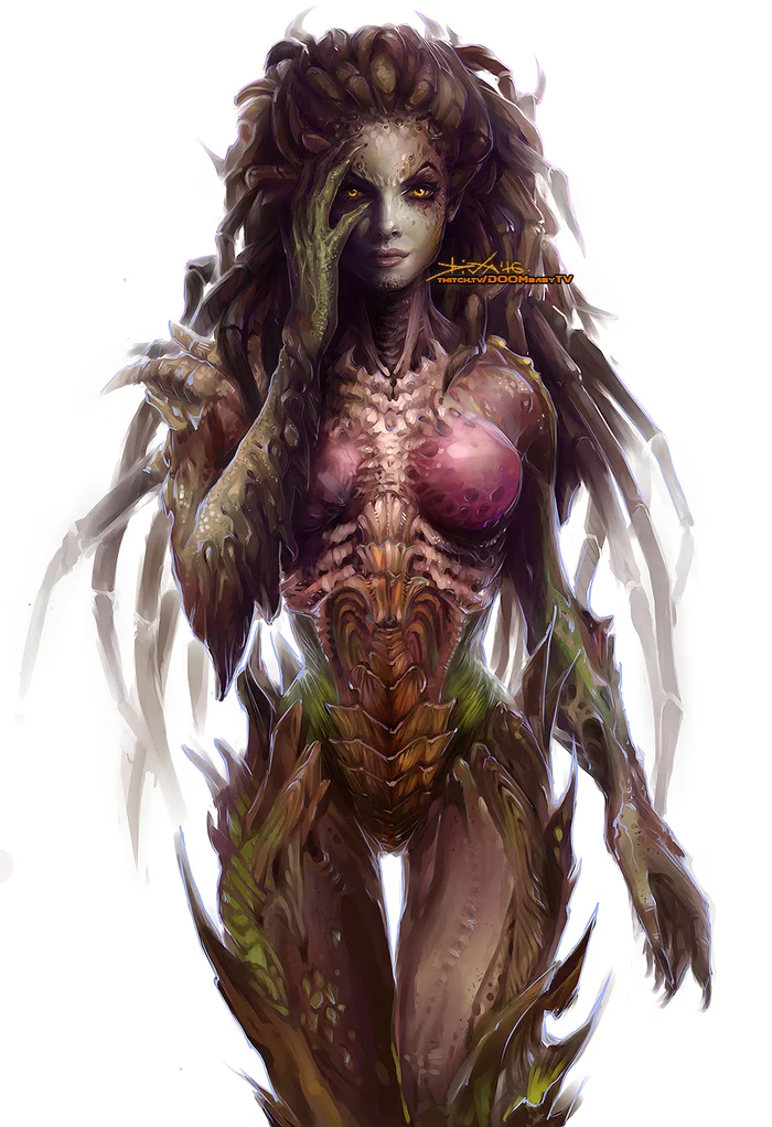 Sarah Kerrigan - My, Retro Games, Childhood, Childhood memories, Starcraft, Zerg, Gamers, Стратегия, 1998, Oldfags, Old school, Digital drawing, Artist, Art