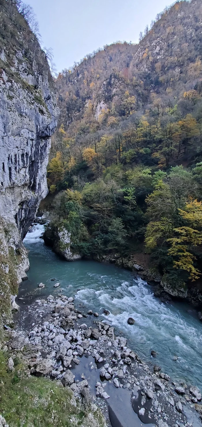 Autumn - My, Sochi, Road, The mountains, Autumn, River