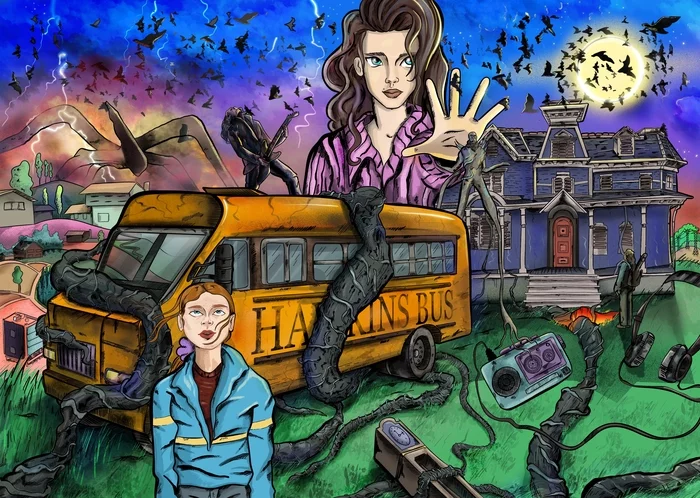 Drawing about the series - My, TV series Stranger Things, Art, Comics, Serials, Foreign serials, Fantasy