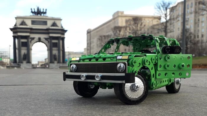 Niva VAZ-2121 from a metal constructor, wire, rubber, and cardboard - My, Niva, AvtoVAZ, SUV, Modeling, the USSR