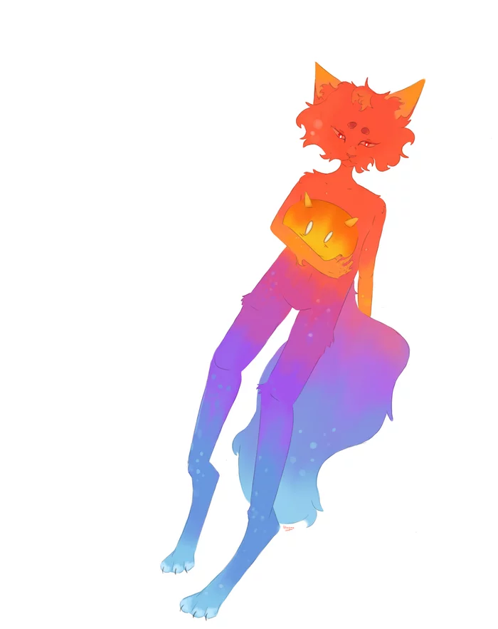 Fox slime and slime from Genshin - My, Digital, Furry, Art, Beginner artist, Fox
