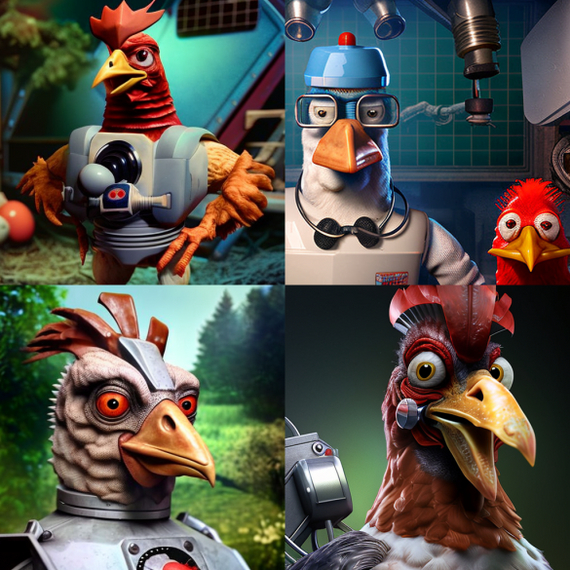 Robot Chicken, according to Midjourney - My, Robot Chicken, Midjourney, Adult cartoons