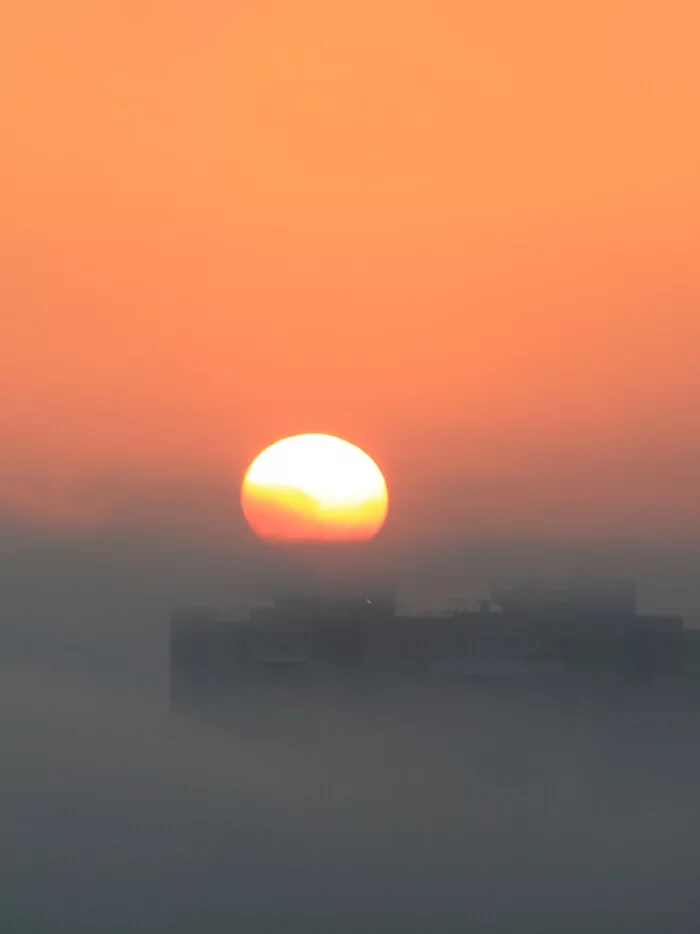 misty dawn - Krasnodar, dawn, Sunrises and sunsets, Fog, The photo
