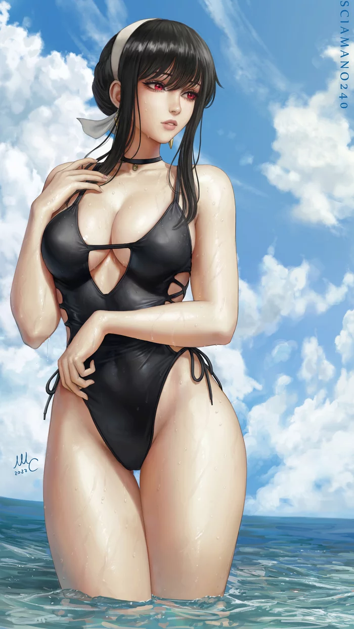 Midsummer - NSFW, Drawing, Anime, Manga, Spy X Family, Yor Forger, Nudity, Bust, Summer, Girls, Hand-drawn erotica, Repeat, Sciamano240, Art, Longpost