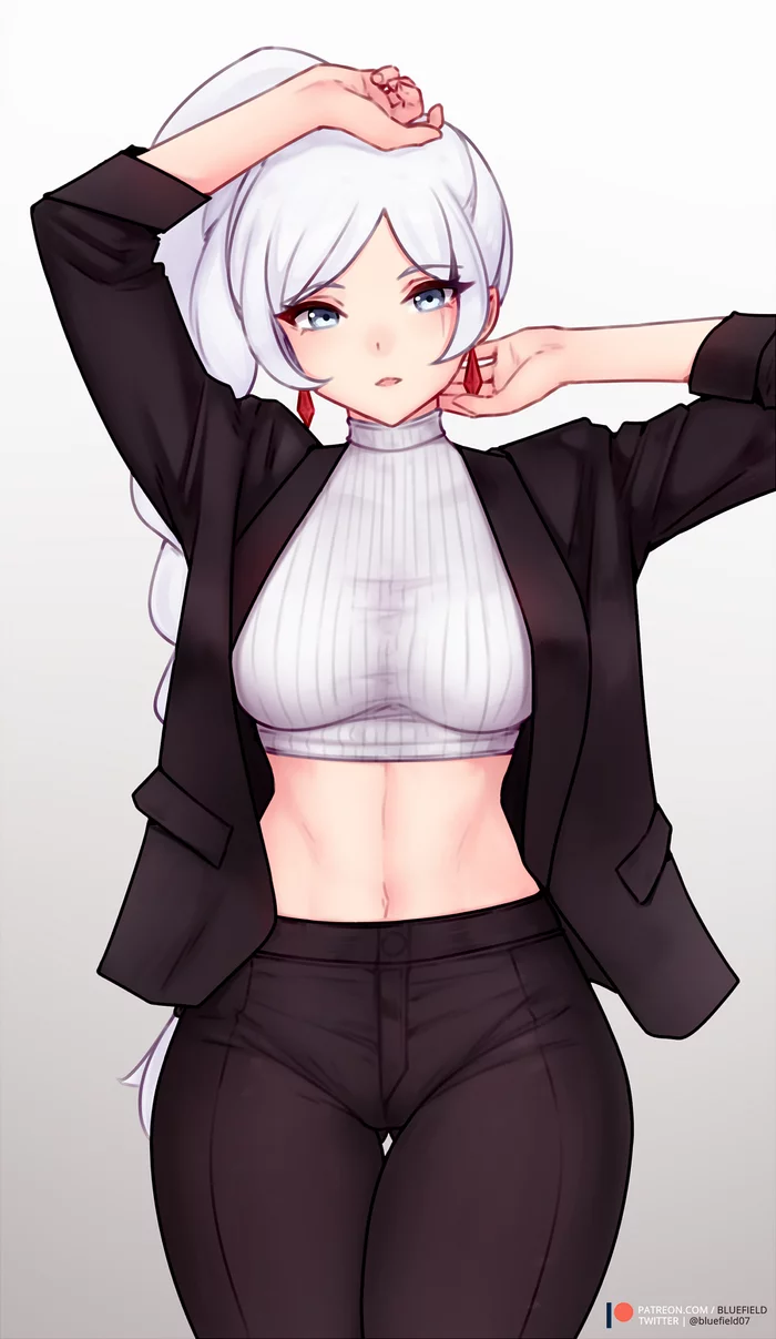 Weiss Schnee - NSFW, Anime, Anime art, Art, RWBY, Weiss schnee, Bluefield, Choker, Hand-drawn erotica, Erotic, Longpost