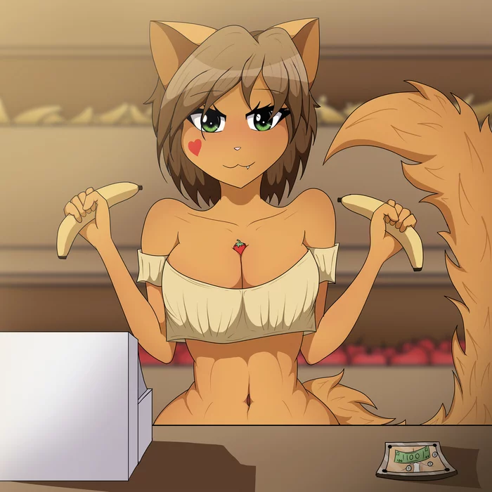 Fruit counter - NSFW, My, Anime, Furry, Furry art, Neko, Furry cat, Furry edge