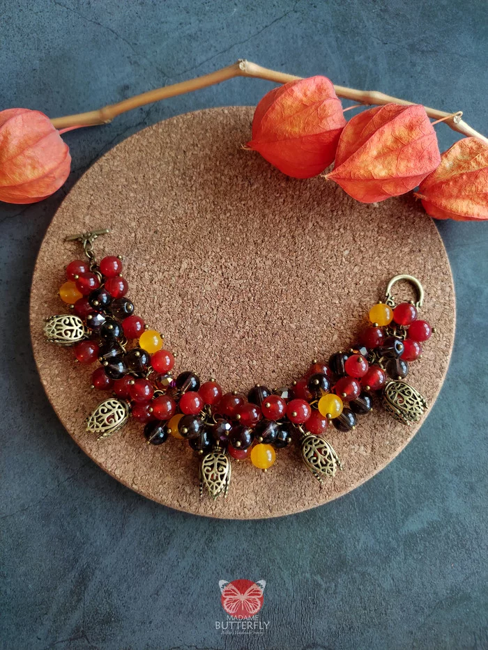 New items of the outgoing autumn - My, Needlework without process, Handmade, Needlework, Creation, A bracelet, Earrings, Holidays, Bijouterie, Accessories, Jewelry, A rock, Glass, Longpost