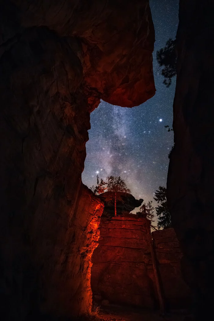 Under the dome of the stars - My, The photo, Perm Territory, Landscape, Night, Stars, Starry sky, Astrophoto, Nature, Stone Town, Sky