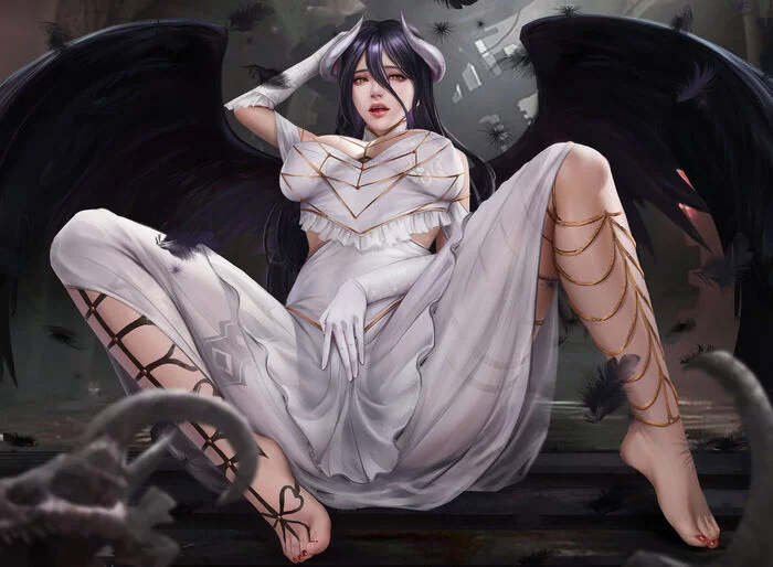 Albedo - NSFW, Art, Anime, Anime art, Overlord, Albedo, Succubus, Erotic, Hand-drawn erotica