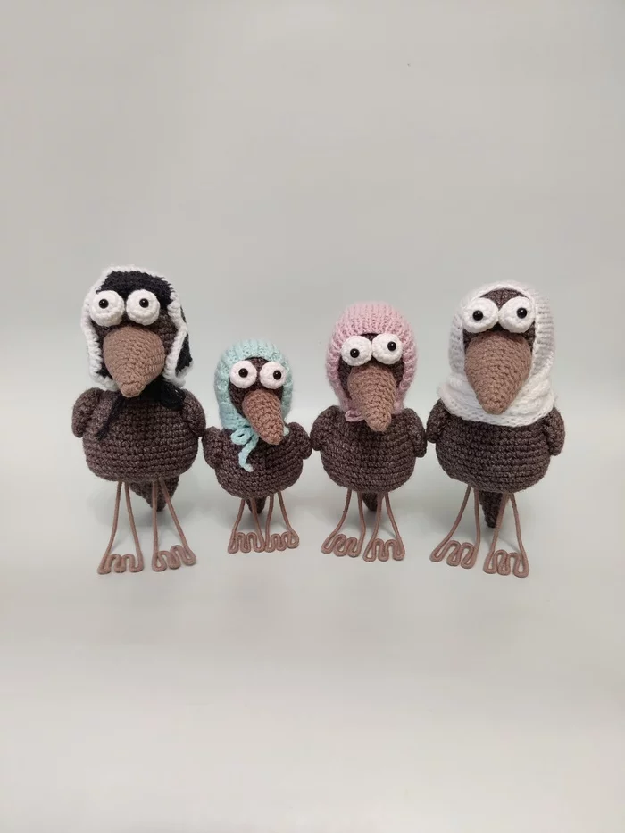 The family is not without ... crows - My, Amigurumi, Needlework without process, Crow, Longpost