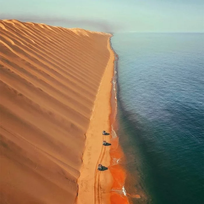 Edge of the Namib Desert - The photo, Nature, Namib Desert, Africa, Atlantic Ocean, View from above