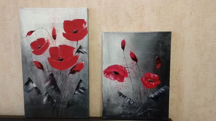 Paintings Poppies - My, Creation, Artist, Painting, Painting, Poppy, Abstraction, Longpost
