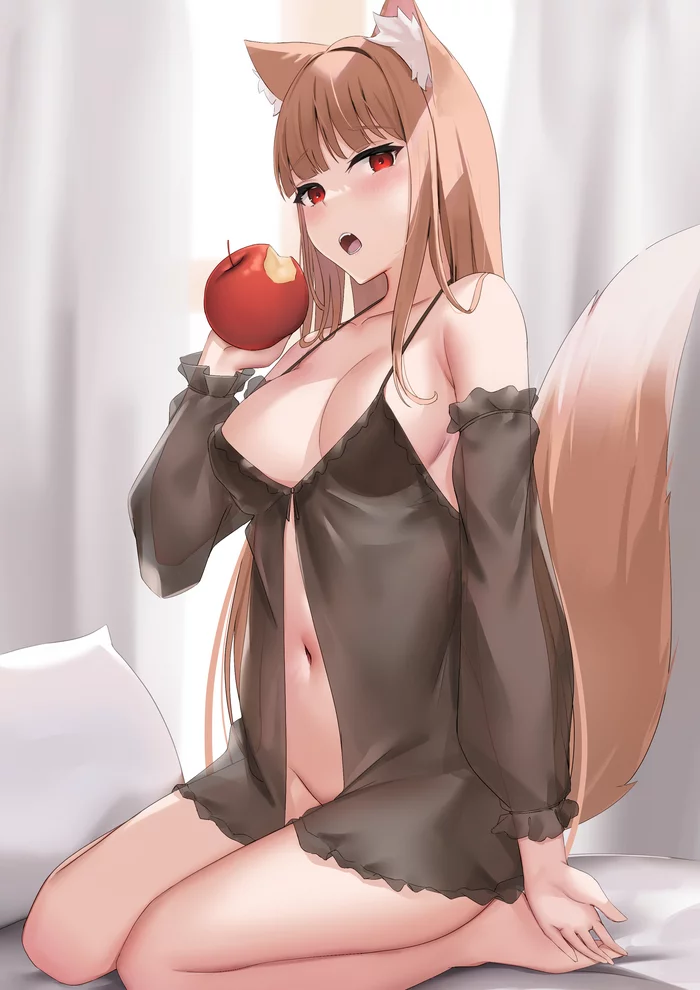 Holo - NSFW, Аниме, Anime Art, Арт, Волчица и пряности, Holo, Сиськи, Обнаженка, Animal Ears, Хвост, Рисованная эротика, Эротика, Длиннопост