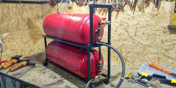 Additional receiver for compressor Whirlwind 400/50R from propane cylinders - My, Welding, Homemade, Youtube, Needlework with process, Compressor, Receiver, Gas bottle, Video, Longpost