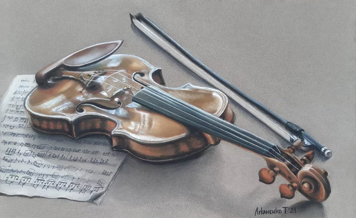 Violin - My, Drawing, Graphics, Pastel, Violin