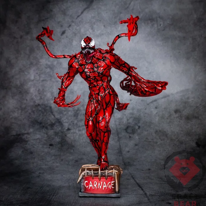 Карнаж (Carnage) - Моё, Миниатюра, Фигурки, Покраска миниатюр, 3D печать, Киновселенная Marvel, Комиксы, Карнаж, 3D принтер, Крафт, Коллекция, Фильмы, Длиннопост