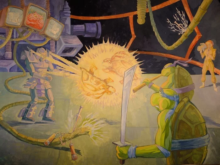 Teenage Mutant Ninja Turtles III: The Manhattan Project Art - My, Art, Painting, Game art, Dendy, Teenage Mutant Ninja Turtles, Painting, Cartoons, Nintendo, Comics