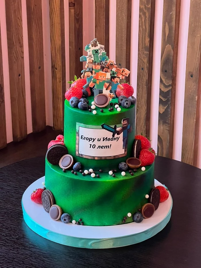 Cake for kids. The boys will be very happy with this cake. Based on the game - My, Cake, Games, Minecraft, Lego, Roblox, Cars 3, Ninja, Pick-up headphones, Comments, Moscow, Moscow region, Lego Movie: Ninjago, Confectionery