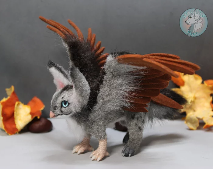 Gryphon. Mixed media toy - My, Handmade, Needlework without process, Toys, Needlework, Mixed media, Polymer clay, Sewing, Griffin, Interior toy, Longpost